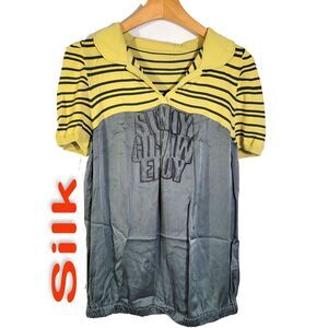 Women's Silk Size M Short Sleeve Top Polo T-Shirt SAC493